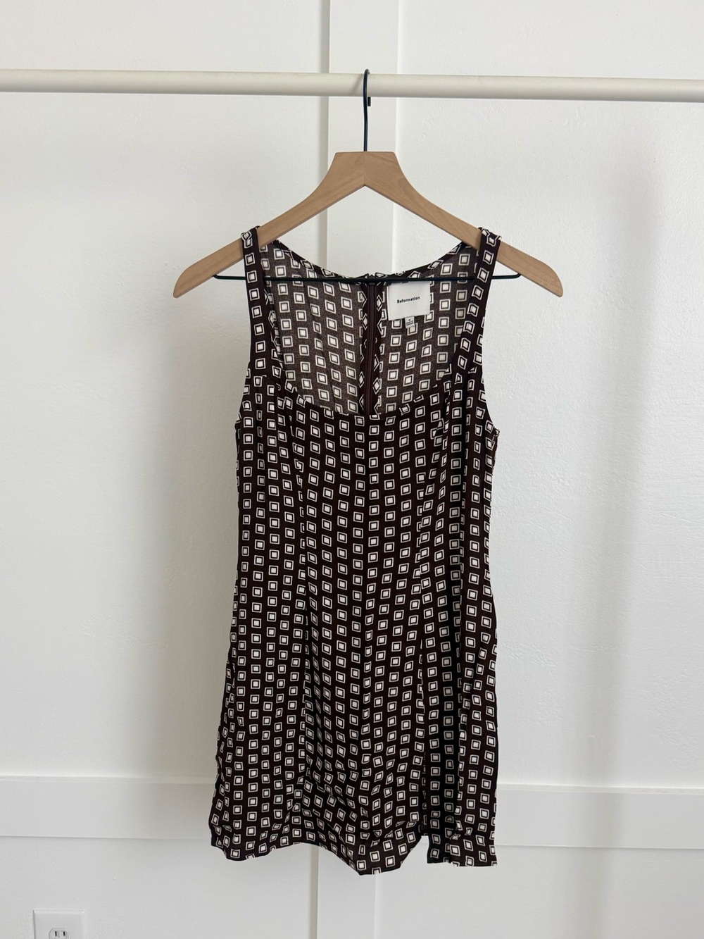 Reformation Noha Mini Dress Brown Print